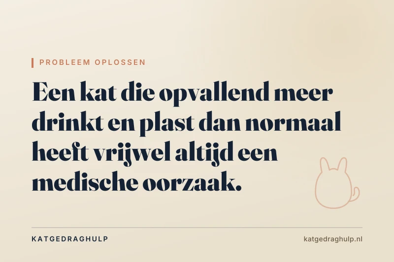 Tekstkaart van KatGedragHulp: Kat drinkt en plast veel: wanneer naar de dierenarts?