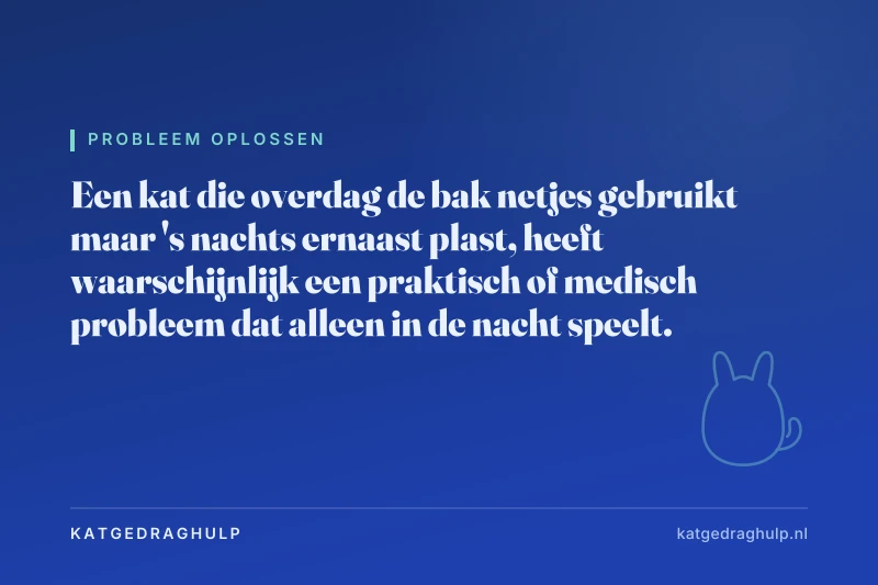 Tekstkaart van KatGedragHulp: Kat plast alleen 's nachts buiten de kattenbak