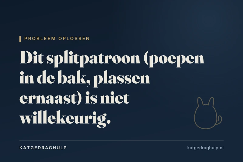 Tekstkaart van KatGedragHulp: Kat poept in de bak maar plast ernaast: een diagnostisch signaal
